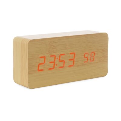 RELOGIO DE MADEIRA COM DISPLAY LED REF 18563